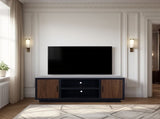 Aria 66 inch TV Stand for TVs up to 80 inches, No Assembly Required, Black and Walnut Finish B108P292258