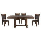 ZUN Classic Light Rustic Brown Finish Wooden 1pc Dining Table w Self-Storing Leaf Mindy Veneer Furniture B01158529