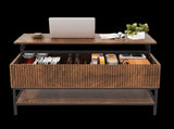 Lift Top Coffee Table 39.4 Inch Rectangle, Farmhouse Style with Hidden Storage & Lower Shelf, Sturdy T2398P411963