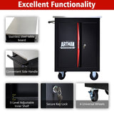 ZUN DOUBLE-DOOR CLAPBOARDl MULTI-FUNCTION TOOL CART--BLAK&RED W1102P245240