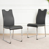 ZUN Modern Charcoal PU dining chair, cloth upholstered chair, electroplated metal chair legs, suitable W210P224289