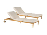 Riviera Outdoor Chaise Lounge with Wheels, Acacia Wood Frame N775P287338T