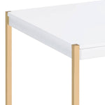 ZUN White and Gold Square End Table B062P181417