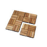 30 PCS Interlocking Deck Tiles Checker Pattern, 12" x 12" Square Yellow Acacia Hardwood Outdoor 48448953
