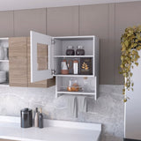 Sunriver Corner Shelf with Cabinet, 3-Tier Shelf, Metal Handles B128P148813