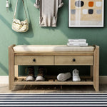 ZUN TREXM Shoe Rack with Cushioned Seat and Drawers, Multipurpose Entryway Storage Bench WF195386AAN