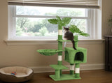 48in Plush Cat Tree with Leaves, Multi-level Cat Tower with Cat Condo, Cozy Hammock, Sisal 44394906