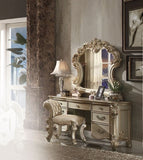 Gold Patina and Bone Vanity Stool with Nailhead Trim B062P208997