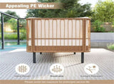 2-Seat Outdoor PE Wicker Daybed, Dual-Function Backrest Armrest Patio Loveseat 54417410
