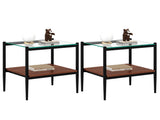 Set of 2 Rectangle End Table, Tempered Glass Tabletop with MDF layer, Modern Table for Living Room , W241P184246