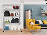 5-Shelf Shelving Shelves Unit with Wheels Steel Organizer,36"Wx14"Dx60"H,Silver 70926562