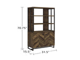 2-Door Bookcase in Rustic Oak Herringbone and Gunmetal B016P164972