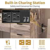 Large Vanity Table Set with 3 Opening Mirrors and LED Lights, Vanity Table with Full Storage Behind 95580572