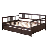 Full Size Daybed Wood Bed with Twin Size Trundle,Espresso WF295131AAP