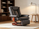 Modern Leather Swivel Recliner with Footrest, Compact Armchair 72210518