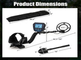 Black Metal Detector, IP67 Waterproof Coil & 4 Detection Modes, 10" Max Detection Depth 65329474
