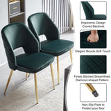 ZUN Dark Green Velvet Dining Chairs with Metal Legs and Hollow Back Upholstered Dining Chairs Set of 4 W1516P154991