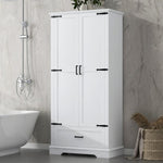 ZUN Tall Bathroom Storage Cabinet, Cabinet with Two Doors and One Drawer, Adjustable Shelf, MDF Board, WF326355AAK