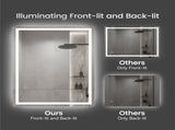 28"x36" LED Bathroom Mirror, Front-Lit and Back-Lit, 3 Color Tem Adjustable, Brightness Memory, 85015840