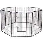 ZUN Dog Fence 40" H,8 Metal Panel Heavy Duty Pet Playpen Dog Fence with Door 79093590