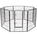 ZUN Dog Fence 40" H,8 Metal Panel Heavy Duty Pet Playpen Dog Fence with Door 79093590