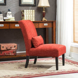 Pisano Contemporary Chenille Fabric Armless Accent Chair with Pillow, Red T2574P164517