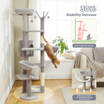 ZUN 59" Cat Tree,Cat Tower for Large Cats,Multi-Level Cat Tower 3 Removable Pompom Sticks,Cat Condo 93372733