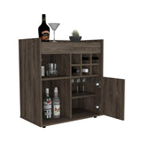 ZUN Bar- coffee cart 29" H, cabinet storage, with 6 bottle racks, a central shelf covered by 1 wood B097133131