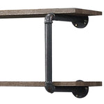 ZUN Antique Oak and Sandy Grey 2-Tier Wall Shelf B062P184601