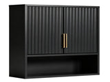 2-Door 3-Tier Slatted-Front Bathroom Wall Cabinet Melamine-Faced MDF 22.8*8*24.5in Black 32886927