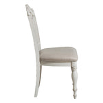 ZUN Victorian Style Antique White Desk Chair 1pc Upholstered Cushioned Seat Traditional Craving Wooden B011P151480