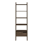 ZUN Ladder Bookcase, One Drawer, Five Open Shelves, Dark Walnut B097133049