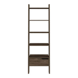 ZUN Ladder Bookcase, One Drawer, Five Open Shelves, Dark Walnut B097133049