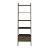 Ladder Bookcase, One Drawer, Five Open Shelves, Dark Walnut B097133049