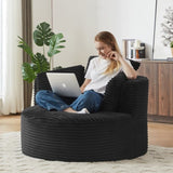 Compressible Corduroy Round Chair with Cushioned Backrest - Modern Comfort Seating for Living W2339P323616