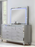 ZUN Mirror Framed 9-Drawer Dresser Made With Wood in Silver Color 808857879974