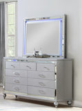 ZUN Mirror Framed 9-Drawer Dresser Made With Wood in Silver Color 808857879974