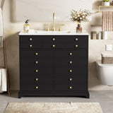 36'' Bathroom Vanity with Ceramic Sink Combo, Solid Wood Frame Bathroom Storage Cabinet, N710P195628B