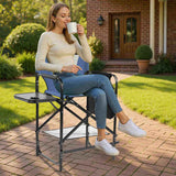 26" Tall Directors Chair with Footrest, 4Portable Bar Height Folding Camping Chair with Built-in Cup 58235426