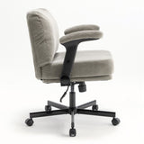 Chair with Wheels and Flip Arms-Comfy Fabric Cross Legged Office Chair with Thick Cushion&Wide Seat, 43759200