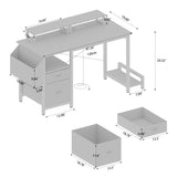 47.3"office desk with power outlet,2 Monitor Stands,2 drawers,Side Pocket,Easy to Assemble,Frame W2887P239957