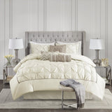7 Piece Tufted Comforter Set Ivory King B03596991