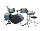 Full Size Adult Drum Set 5-Piece Black with Bass Drum, two Tom Drum, Snare Drum, Floor Tom, 16" Ride 13631659