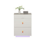 3-Drawer 30'' Nightstand LED Light, Modern Nightstand 3 Storage Drawers, Bedside Table N733P304515K