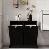 Two-Compartment Tilt-Out Laundry Sorter Cabinet-Black W1120139082
