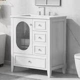 ZUN 30" Bathroom Vanity with Sink, Bathroom Vanity Cabinet with Three Drawers and Door, Solid Wood and N725P185816K