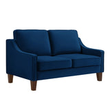 Modern Loveseat sofa for Living Room, Upholstered Velvet Small Couch with Wooden Legs for Livingroom W2186P143468