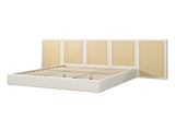 Capri Extended Headboard Cane Platform Bed, Antique White Polyester B2719P385740