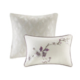 8 Piece Cotton Comforter Set Purple/Taupe Queen B03596977