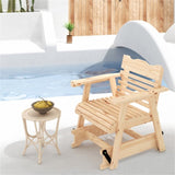 Outdoor Wood Rocking Chair with High Back and Widened Armrests 41470486